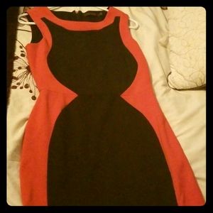 Black and red evening dress